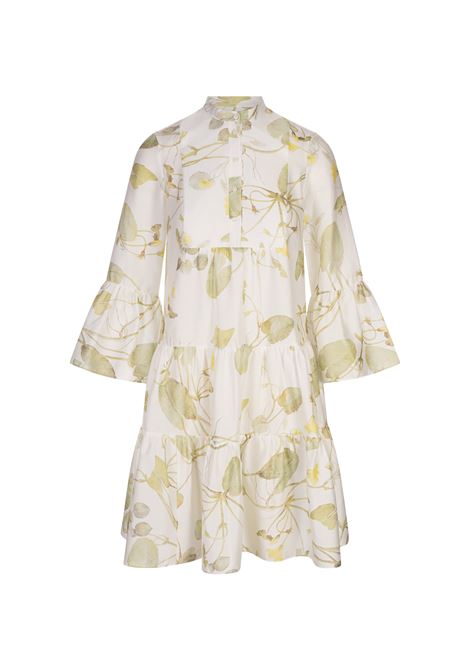 Vestito Mini a Maniche Corte Stampato ERDEM | VC25-D925-WLFCPLILYPAD VINE WHITE